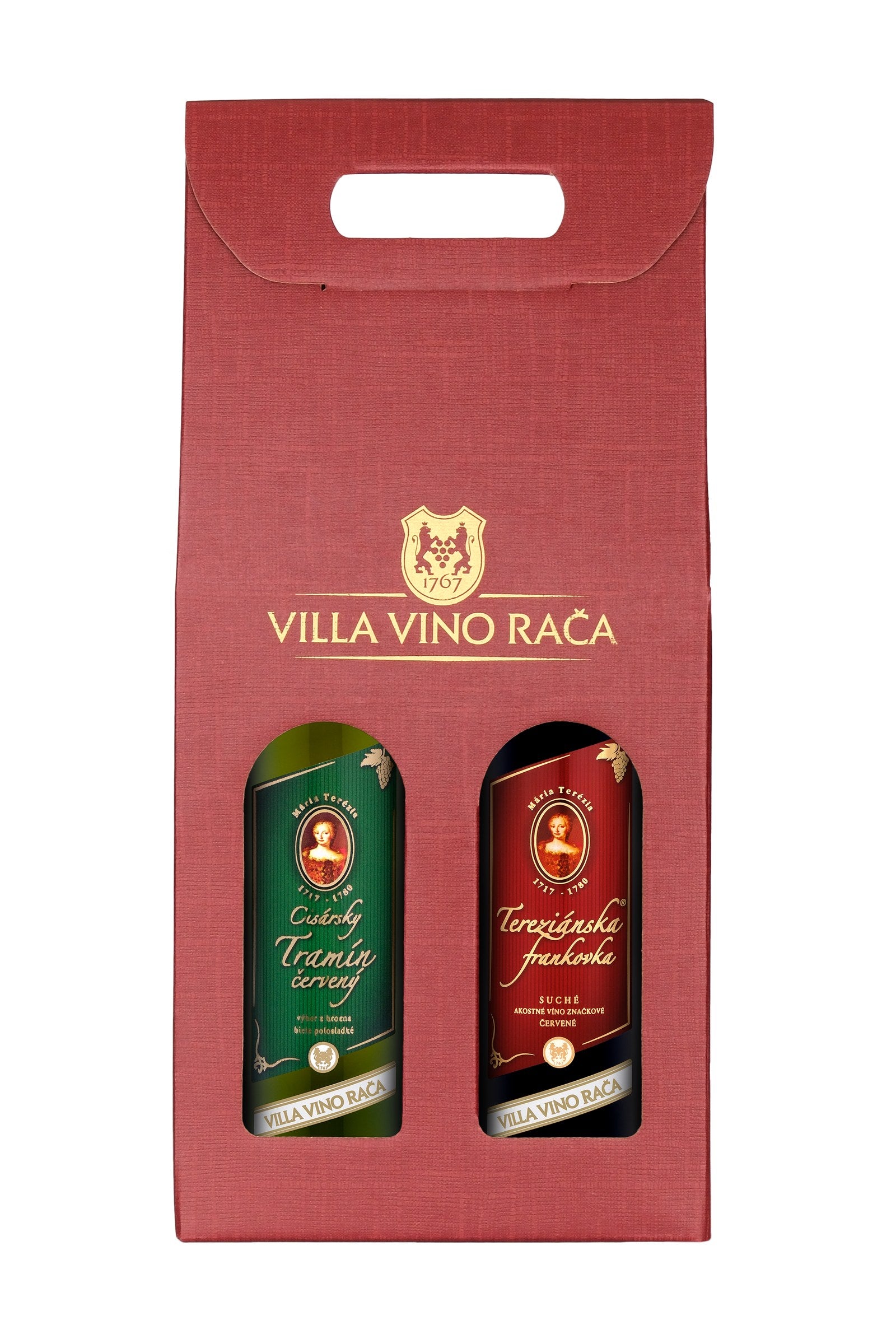 Cisársky Tramín Červený a Tereziánska Frankovka 0.75l darčekové balenie červené Villa Vino Rača