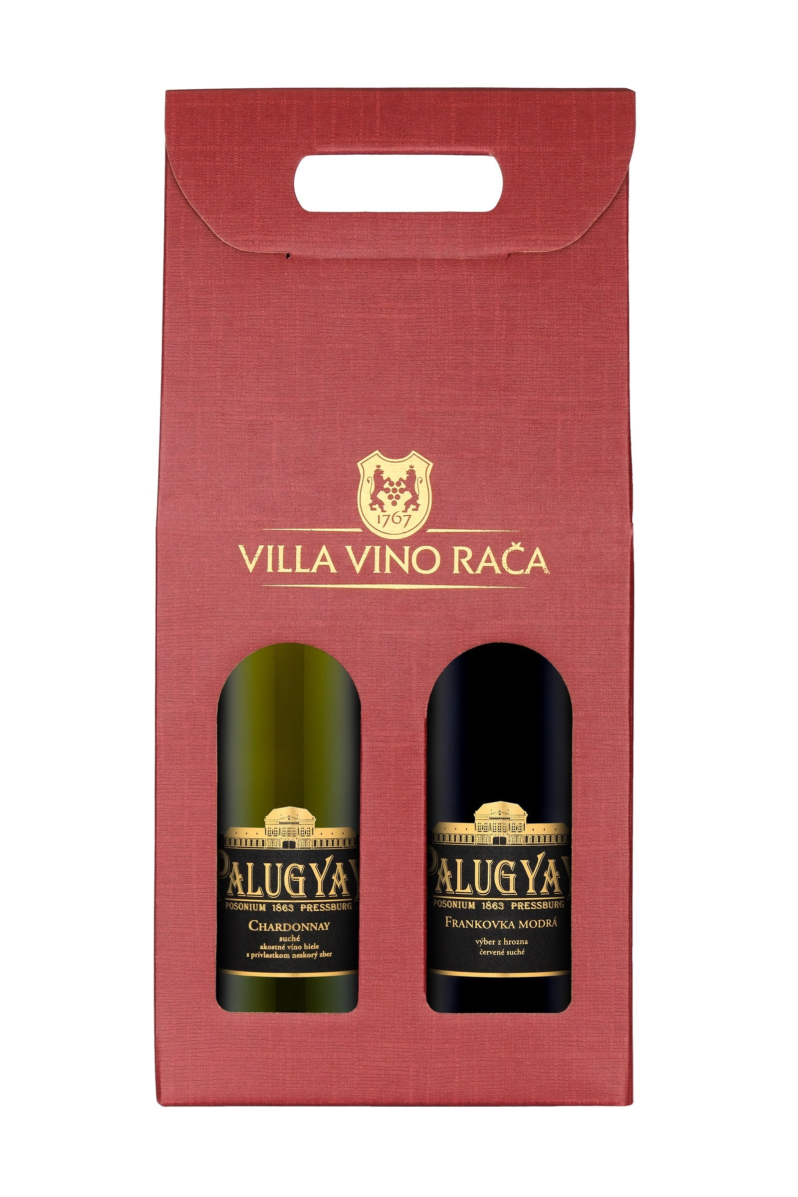 Chardonnay a Frankovka Modrá 0.75l darčekové balenie červené Palugyay