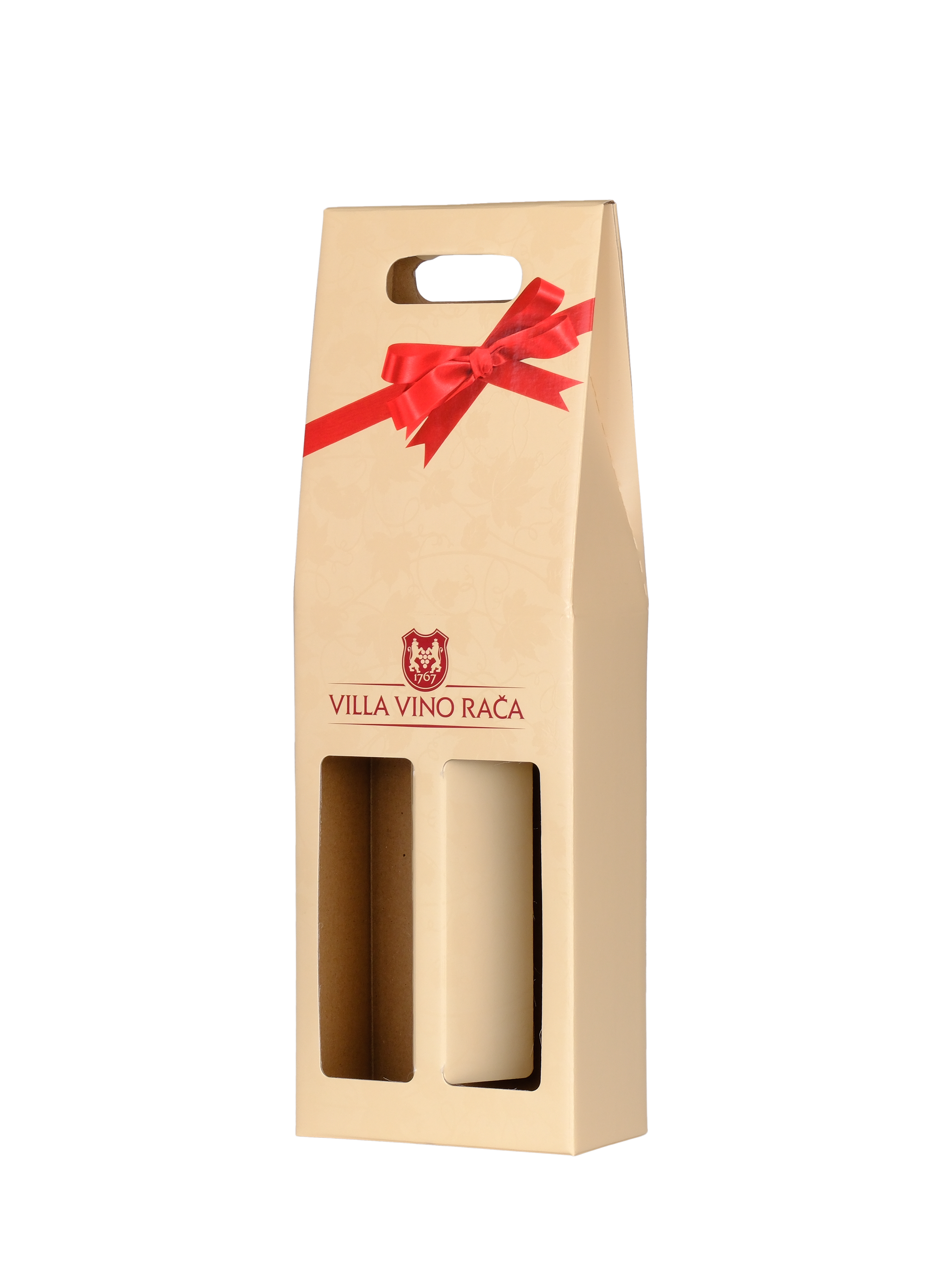 Darčekový nosič s logom VVR béžový na 2 fľaše vína s obj. 0,5 l